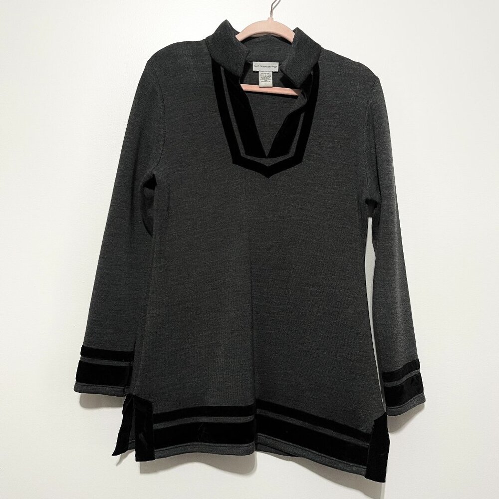 Soft Surroundings Womens Tunic Sweater M Gray Wool Lagenlook Indie Artsy Folk
